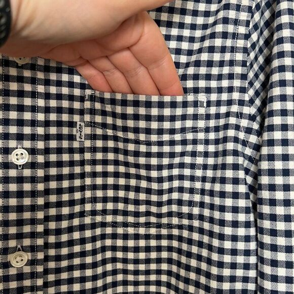 Levi's Mens Shirt XS Button-Down Black White Plaid Gingham Long Sleeve Cotton - Picture 4 of 12